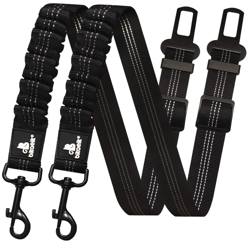 Dog Seat Belt,Retractable Dog Seatbelts Harness for Car,Adjustable Seatbelt Pet Safety Seat Belts with Elastic Bungee Buffer and Restraint Reflective (2 Piece/Black) 2 Piece/Black - BeesActive Australia