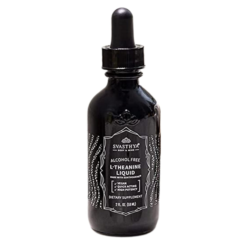Svasthya Body & Mind 100% Pure L-Theanine Liquid Supplement – 2FL. OZ. (60ML) for Stress Reduction, Improved Concentration 1