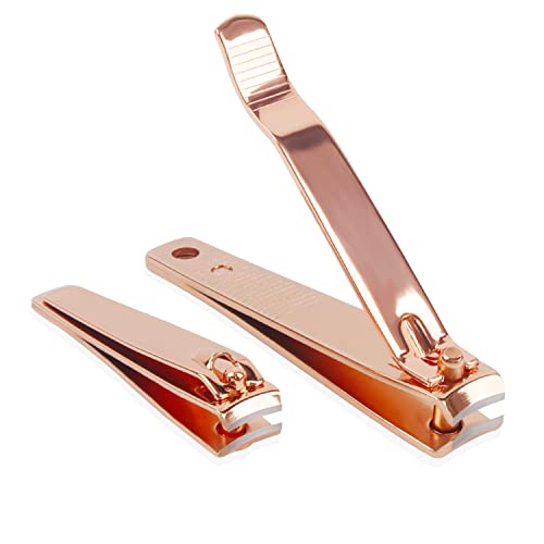 Rocutus 2pcs/Set Portable Nail Scissors Adult Pedicure Nail Clippers Household Small Scissors Foot Manicure Scissors Manicure Tools (Rose Gold) Rose Gold