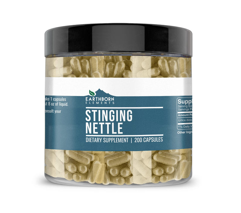 Earthborn Elements Stinging Nettle Leaf 200 Capsules, Pure & Undiluted, No Additives 200 Count (Pack of 1)