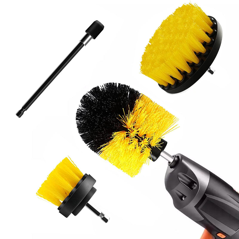 Drill Brush Attachment Set, 4pcs in Power Scrubber Brush with Drill Scrub Brush for Cleaning Showers, Tubs, Bathroom, Tile, Grout, Carpet(4 Pack) 4pcs Yellow - BeesActive Australia
