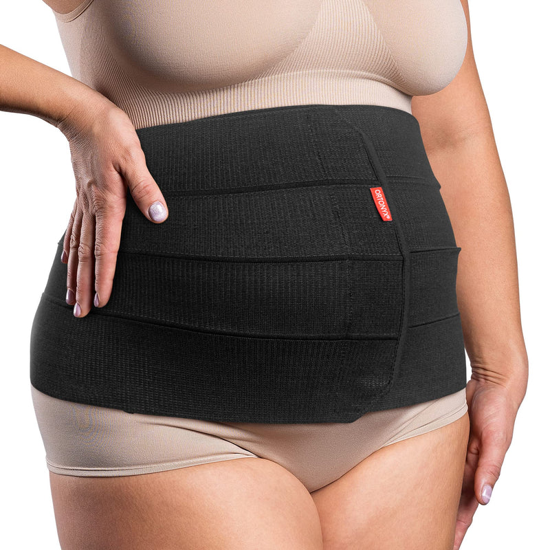 ORTONYX 12" Abdominal Binder for Men and Women/Postpartum Post-Operative Post-Surgery Wrap/Abdomen Navel Umbilical Hernia Support Belt / 524012 Black 3XL Plus Size 3X-Large (58"-78") - BeesActive Australia
