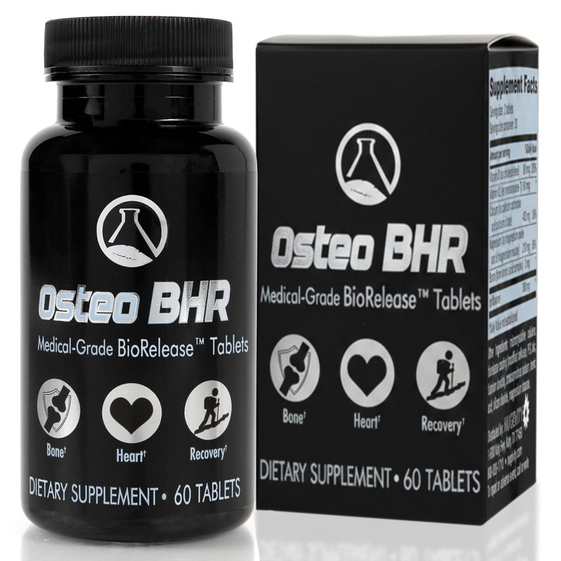 Osteo BHR, 60 Ct - Bone, Heart & Recovery Supplement | NASA co-developed formula with Ipriflavone, Calcium, Magnesium, Boron, Vitamin D3 and K2, Bone growth support formula