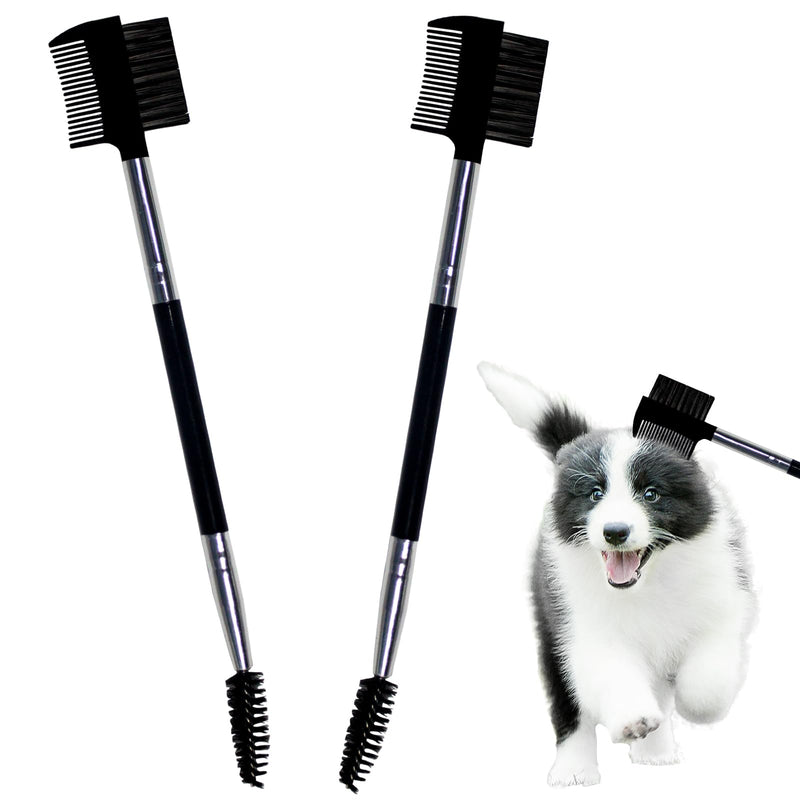 BLMHTWO Dog Grooming Comb Set: Double-Head Facial Brush and Tear Stain Removal Tool for Small Pets (Black) - BeesActive Australia