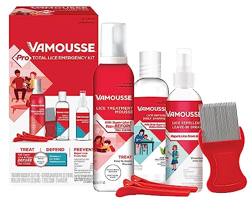 Vamousse PRO Lice Emergency Kit, Mousse, Shampoo & Spray, Kids & Adults Pro Kit