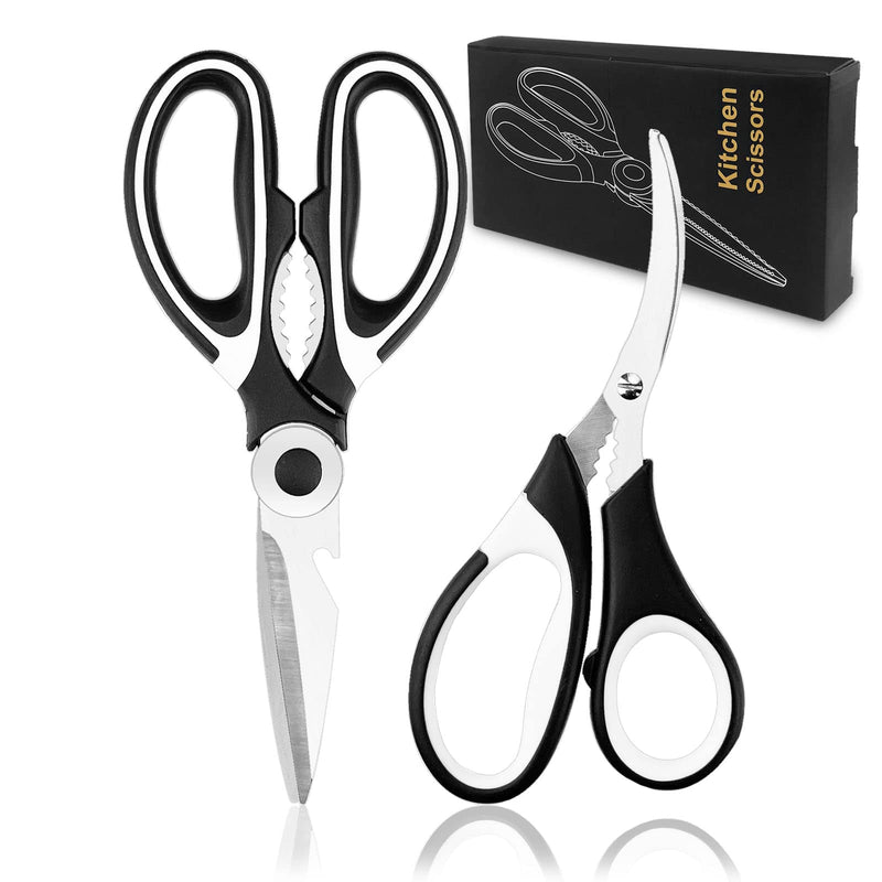 2 Pcs Herb Scissors, Multi-Blade Herb Scissors with Cover and Cleaning Comb, Stainless Steel Vegetable Scissors for Cutting Cilantro Onion Salad Garden Herbs, Heavy Kitchen Scissors (Green) (Black-2) Black-2 - BeesActive Australia