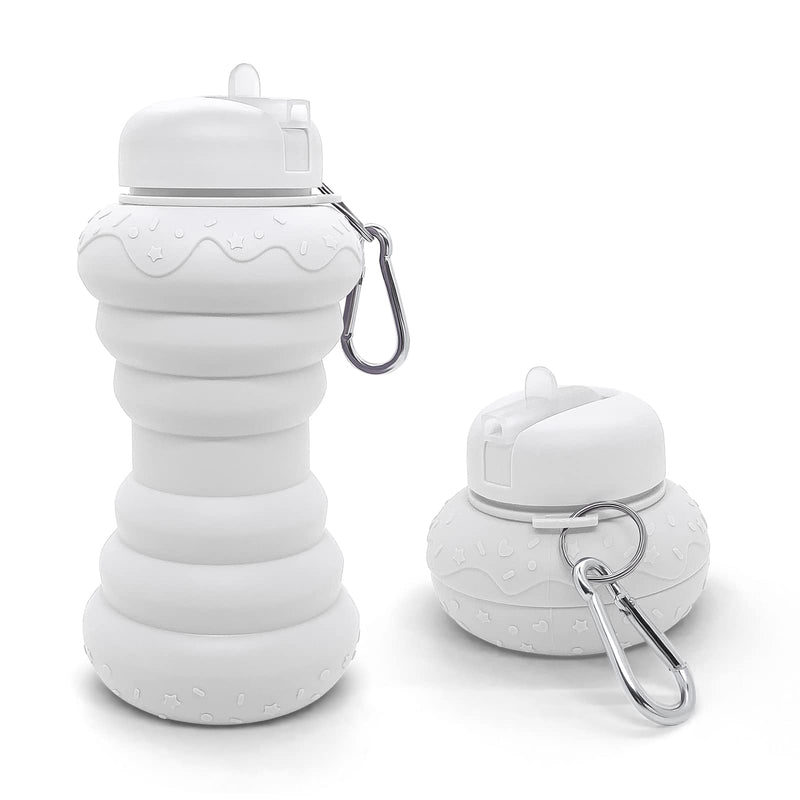 Luuttle Collapsible Silicone Water Bottle - Reuseable Water Bottles for Sports Gym Travel Essentials Camping Hiking Lightweight (600ml) white - BeesActive Australia