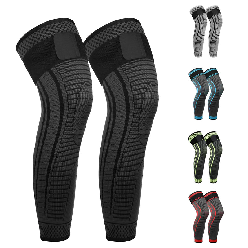 Full Leg Compression Sleeves 2 Pack Long Knee Support for Men and Women for ACJ, Meniscus Tear, Arthritis Black Small - BeesActive Australia
