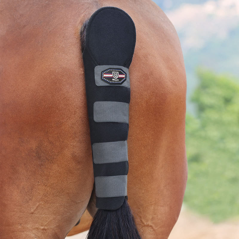 Harrison Howard Adjustable Touch Fasteners Quality Neoprene Versatile Horse Tail Guard Equine Tail Wrap Black - BeesActive Australia