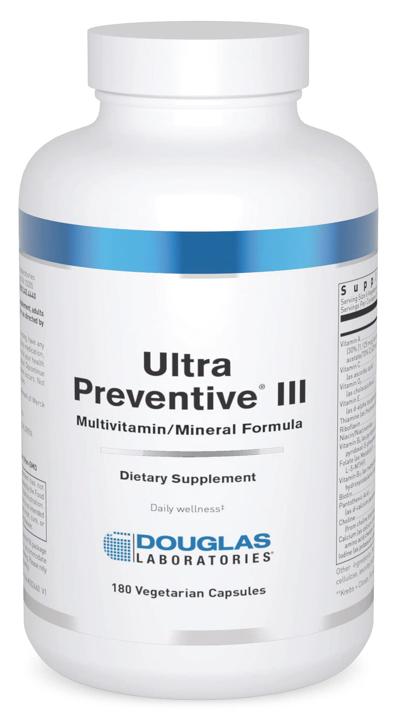 Douglas Laboratories Ultra Preventive III, 180 Capsules | Comprehensive Multivitamin/Mineral Formula, Essential Vitamins and Minerals, Dietary Supplement, Non-GMO