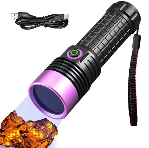 365nm Uv Flashlight,Black Light Flashlight Rechargeable Powerful,Pet Urine Detector Light for Dog Cat,Rock Hunting,Resin Curing,Looking for a Scorpion...(Batteries are Included) - BeesActive Australia