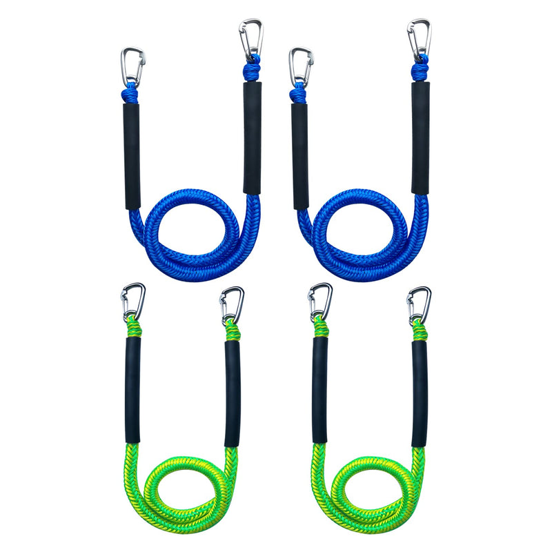 Bungee Boat Dock Line, Floatable Mooring Rope, Stretchable Docking String for Pontoon, Jet Ski, SeaDoo, WaveRunner, Kayak, Boat Accessories, 2 Stainless Steel Clips, 4-6FT, 4 Pack
