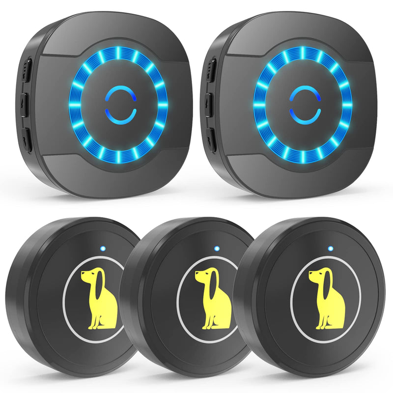 Dog Door Bell, Dog Bell for Training Doggie Door Bell for Dog Puppy Training Sliding Door/Go Outside Doorbell and Waterproof Touch Button 3 Transmitters + 2 Receivers - BeesActive Australia