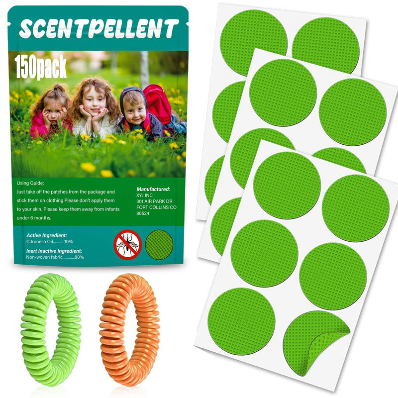 150Pack Mosquito Stickers Citronella Bug Patches for Kids Adult with 2Pack Mosquito Bracelets Insect Wristbands - BeesActive Australia