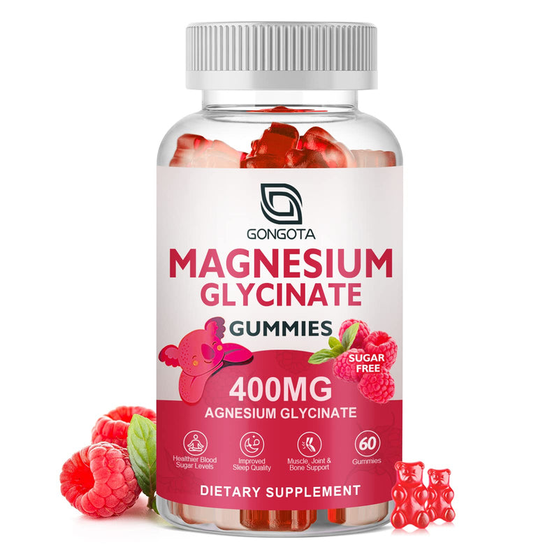 Magnesium Glycinate Gummies 400 mg with 100 mg Composite magnesium - Chelated Magnesium Potassium Supplement with Vitamin D, B6 Supports Calm, Sleep, Memory & Muscle Cramps,Sugar Free - 60 Gummies 60 Count (Pack of 1)
