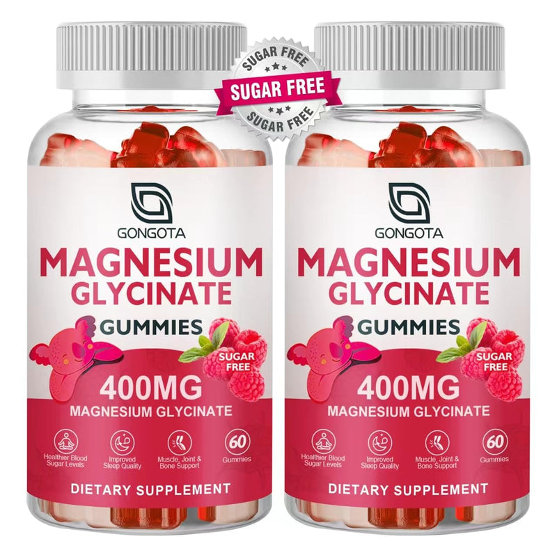 Magnesium Glycinate Gummies 400 mg with 100 mg Composite magnesium - Chelated Magnesium Potassium Supplement with Vitamin D, B6 Supports Calm, Sleep, Memory & Muscle Cramps,Sugar Free - 120 Gummies 60 Count(pack of 2)