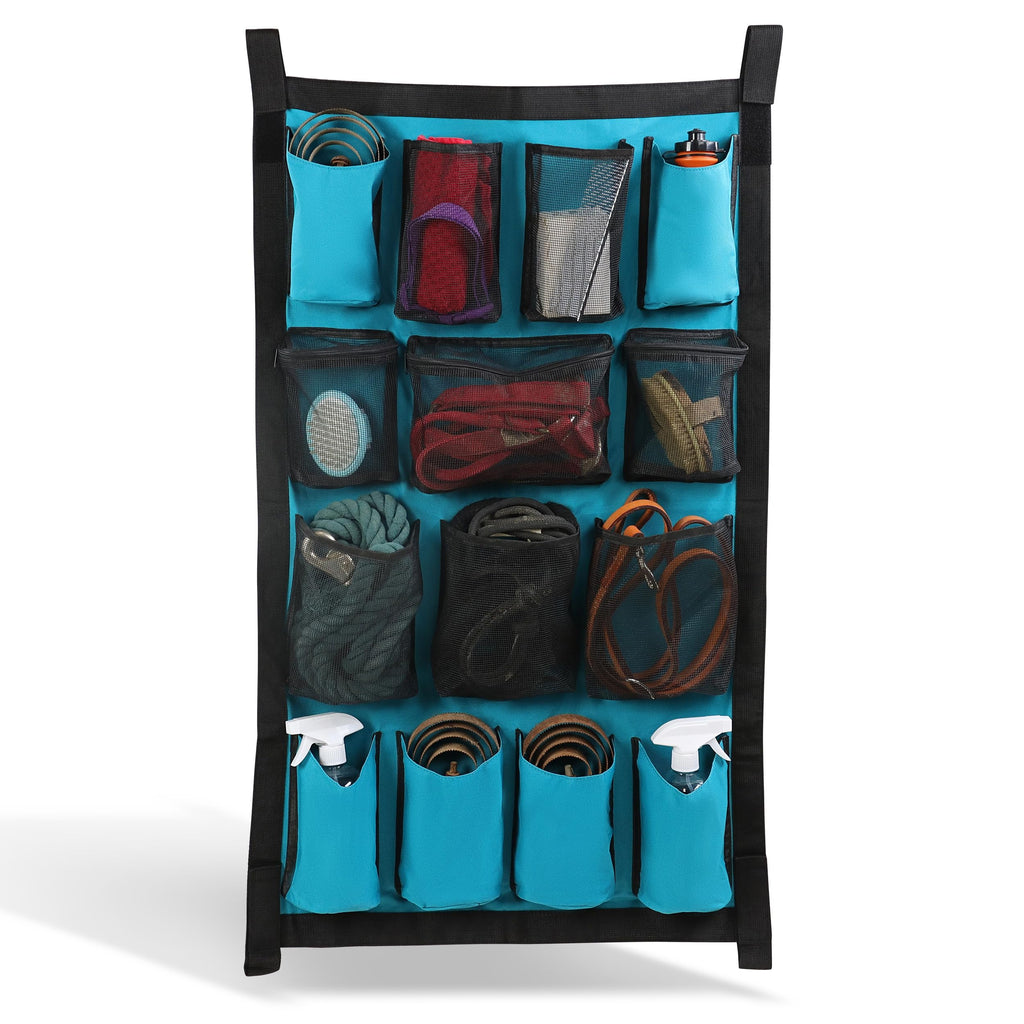 Hanging Grooming Organizer Caddy - 23x39in Equine Accessories Brush Holder Horse Trailer Door Organizer Pouch