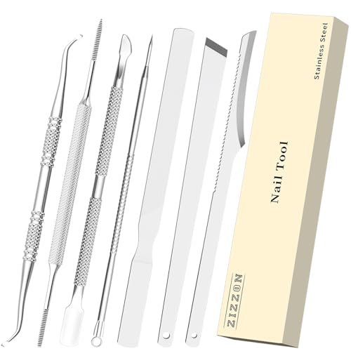 ZIZZON 7 Pcs Ingrown Toenail File and Lifters Set, Stainless Steel Ingrown Toenail Removal Kit, Under Nail Cleaner Pedicure Tools 7pcs