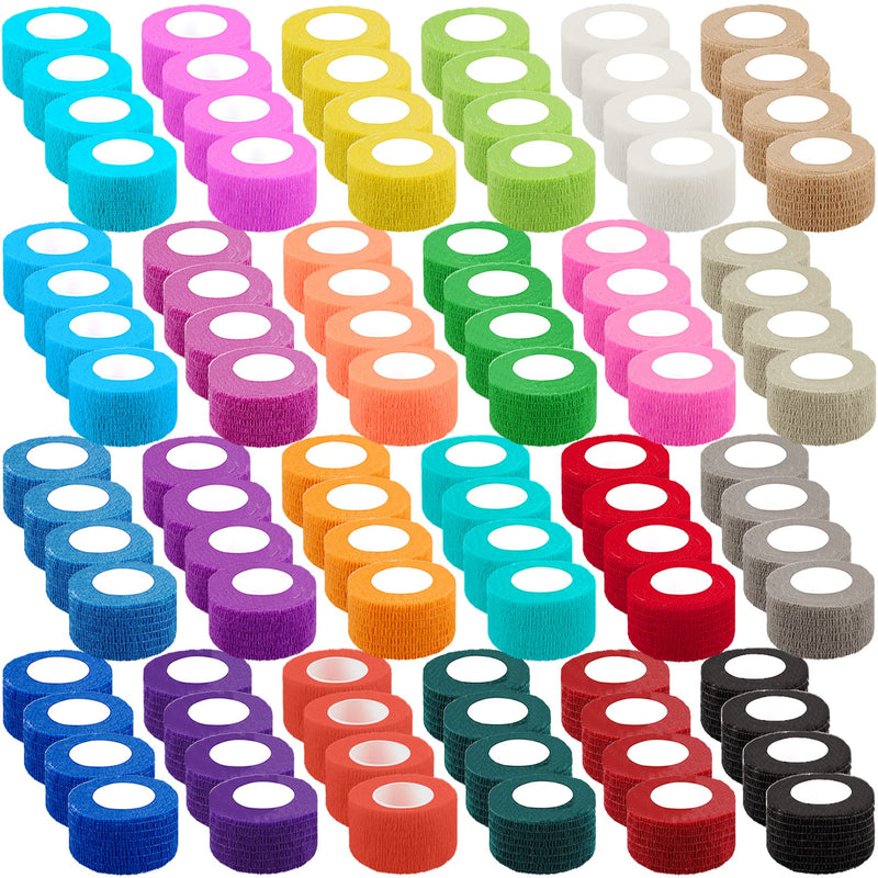 BQTQ 96 Rolls Self Adhesive Bandage Wrap Tape 1 Inch Self Adherent Wrap Self Stick Bandage Athletic Wraps Tape Stretch Bandages for Wrist Ankle Swelling Sprains (Rich Color) Rich Colors - BeesActive Australia