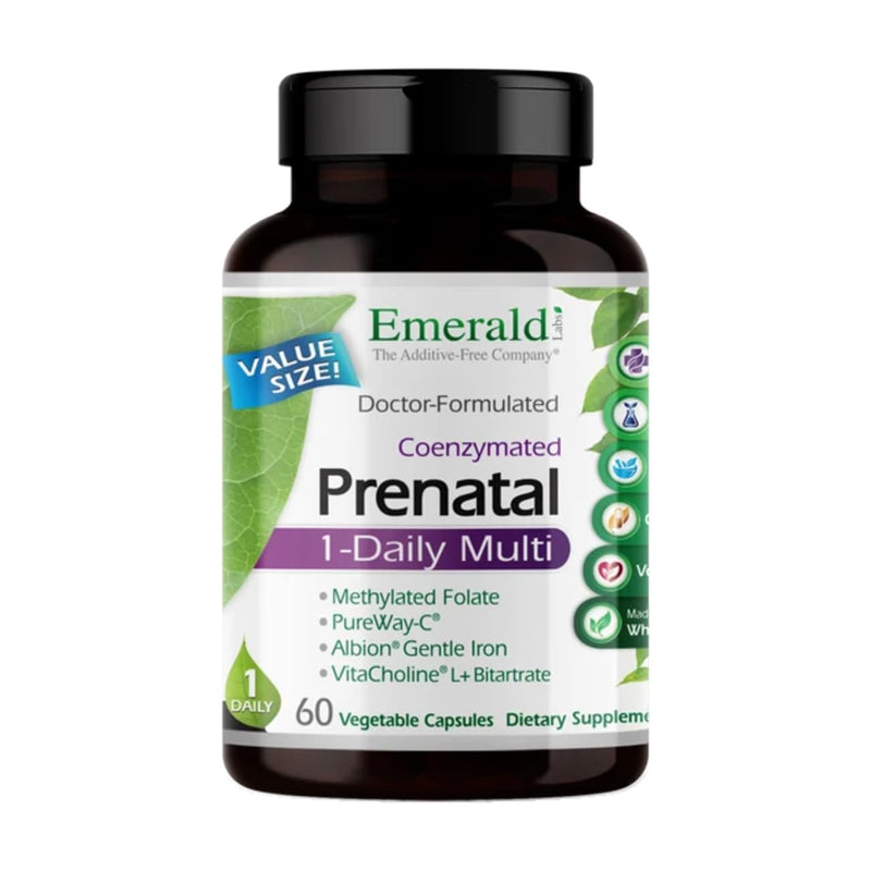 EMERALD LABS Prenatal 1-Daily Multi, 60 Capsules | Prenatal Multivitamin for Pregnancy, Methylated Folate Supplement for Fetal Development Support, Non-GMO & Gluten-Free 60 Count (Pack of 1)