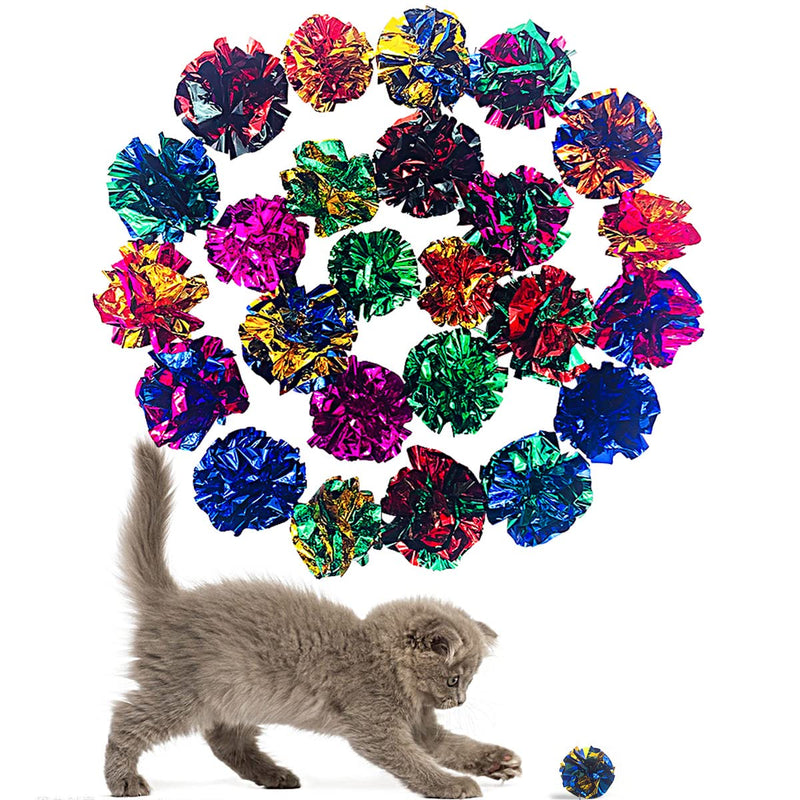 PET SHOW 20 Pcs Cat Crinkle Toy Ball 2.5inch Mylar Cat Pounce Chase Toys Colorful Paper Ball Chase Training Activity for Cats Kittens 2.5" Crinkle Toy Ball - BeesActive Australia