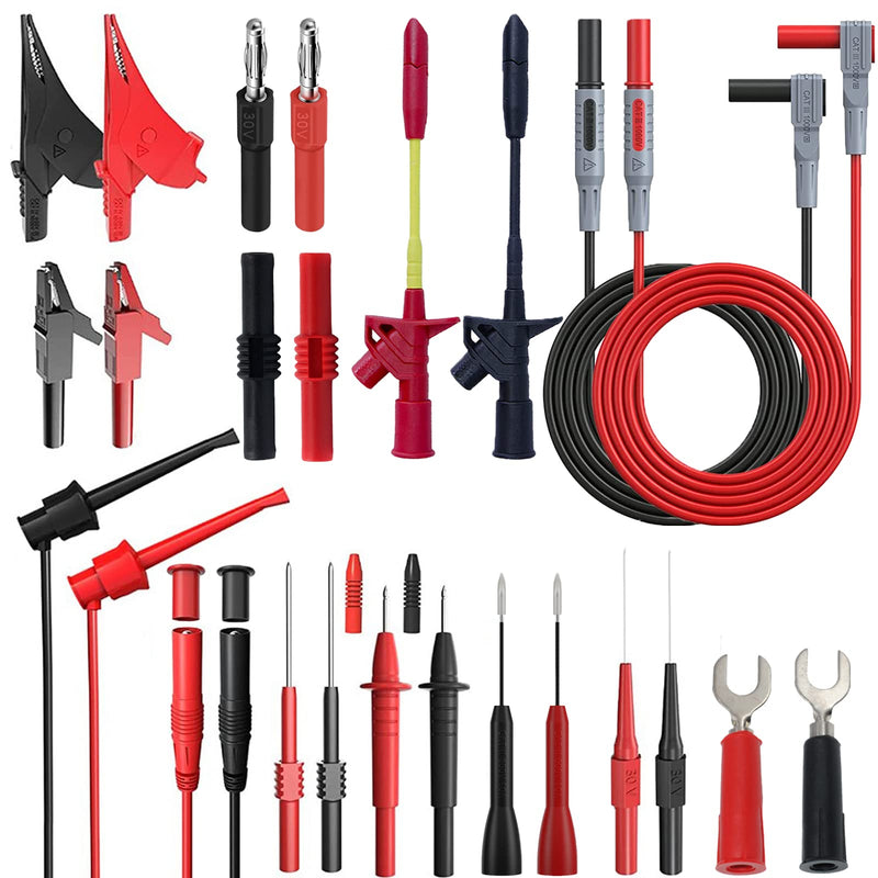 24 Pcs Multimeter Test Leads Set with Alligator Clips, Insulation Piercing Test Clip and Test Probes 1000V 10A CAT III for Fluke, KAIWEETS, INNOVA Multimeter, Voltmeter, Clamp Meter 24