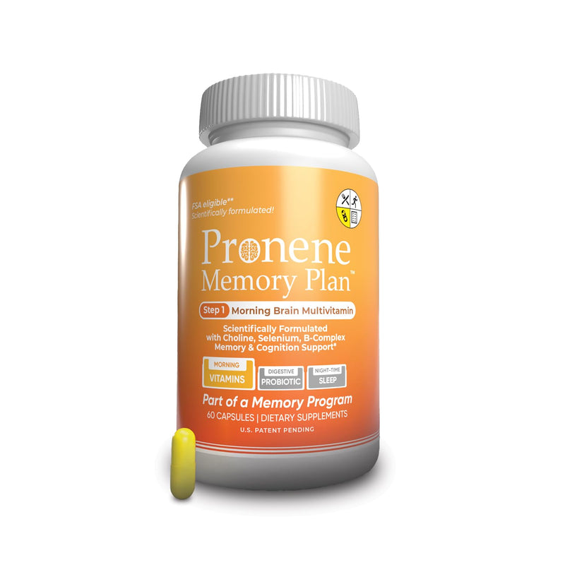 Pronene Memory Plan Morning Brain Multivitamin — Research-Informed Dosing for Adults 50+ — Choline, Resveratrol, B-Complex, D3 & Selenium — Created by a Neuroscientist (60 Capsules, FSA Eligible)