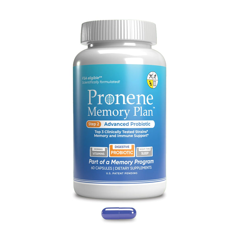 Pronene Memory Plan Advanced Probiotic | Gut-Brain Axis Support for Adults 50+ | 20 Billion CFU with B. Bifidum, B. Longum & L. Acidophilus | Created by a Neuroscientist | 60 Capsules | FSA Eligible