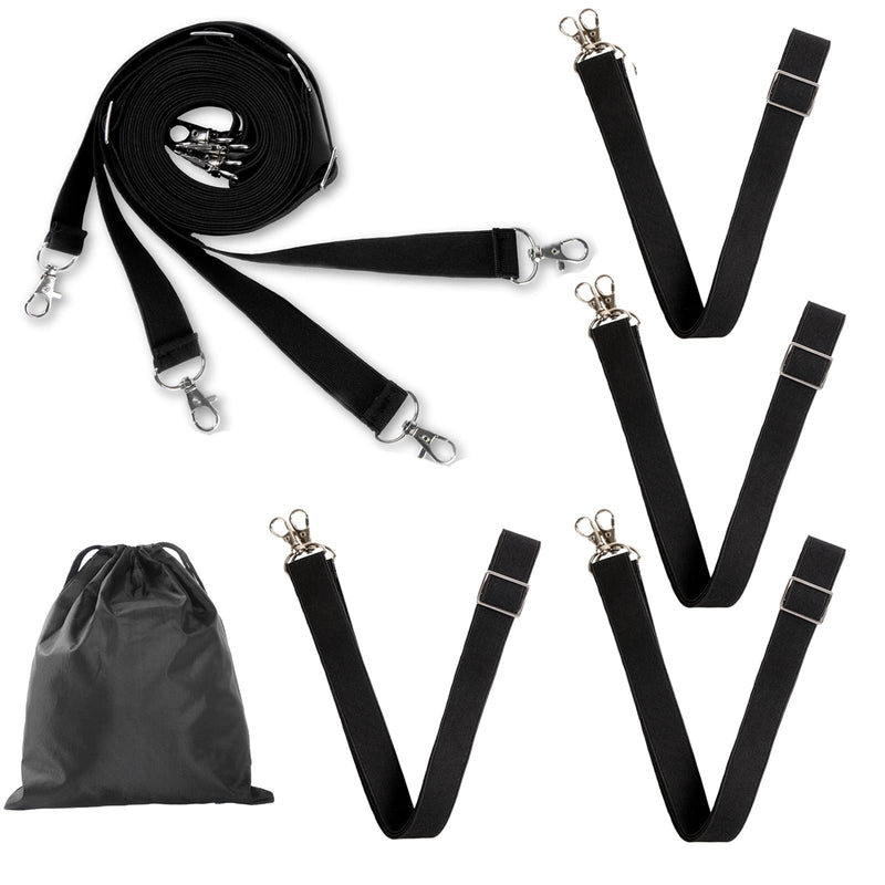 Pack of 4 Horse Blanket Sheet Leg Straps Adjustable Elastic Leg Straps for Horse Blanket with Metal Double Swivel Snaps Stretchy Horse Leg Belly Replacement Straps for Winter, Black - BeesActive Australia