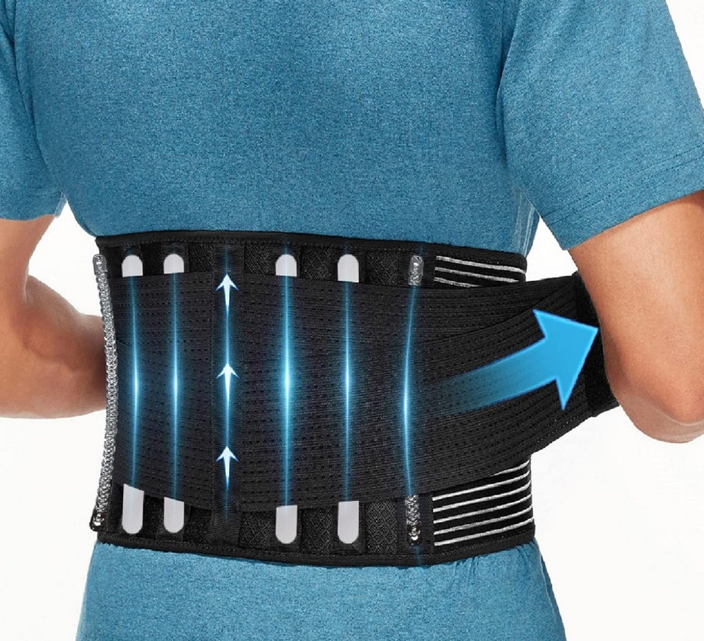 Glofit Back Brace for Men Lower Back，Back Support Belt For Women，Breathable Lower Back Support Belt Pain Relief With 6 Stays for Heavy Lifting Herniated Disc, Sciatica, Scoliosis Size M Black Medium - BeesActive Australia