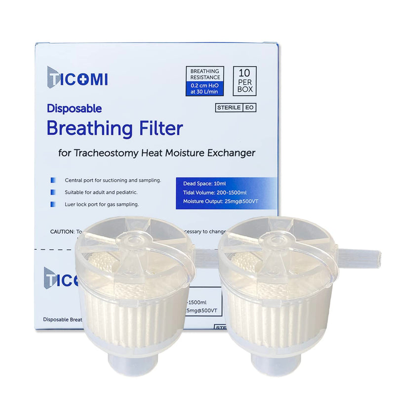 Tracheostomy Humidifier Breathing Filter (2 Boxes, 20 Pcs), Tracheotomy Heat Moisture Exchanger, Trache HME, Sterilized - BeesActive Australia