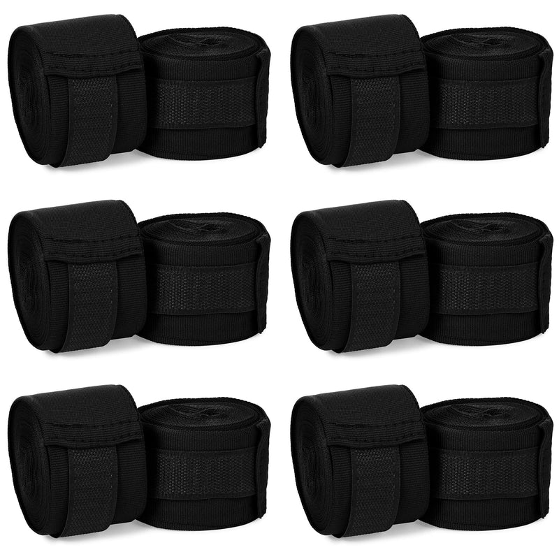Junkin 6 Pairs Boxing Hand Wraps for Boxing Wraps Wrist Pugilism Handwraps for Men Women Kickboxing Muay Thai MMA Black 180 Inch