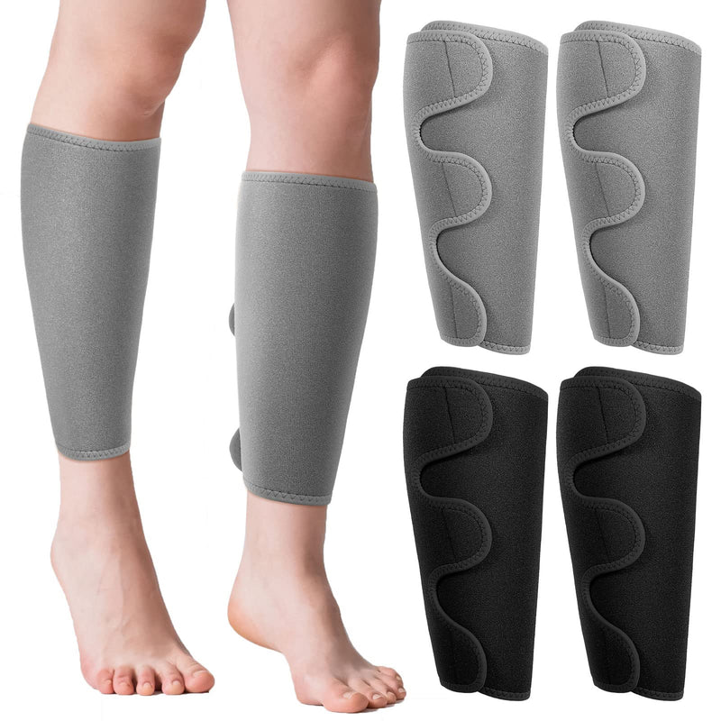 Chivao 2 Pairs Calf Brace Adjustable Shin Splint Support Lower Leg Compression Wrap Calf Sleeves for Men Women Pain Relief, Increases Circulation Reduces, Muscle Swelling(Gray, Black) Gray, Black