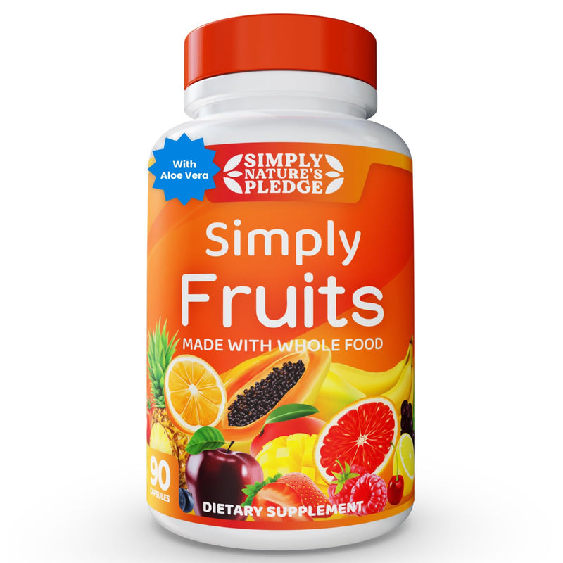 Simply Nature's Pledge - 90 Fruit Capsules - Made with Whole Food Superfoods, Packed with 25 Different Fruits - 100% Soy Free 90 Count (Pack of 1)