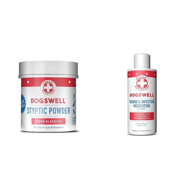 DOGSWELL Remedy+Recovery Styptic Blood Stopper Powder for Dogs & Cats (1.5 oz) and Remedy+Recovery Wound & Infection Medication for Dogs Stopper Powder + Infection Medication - BeesActive Australia