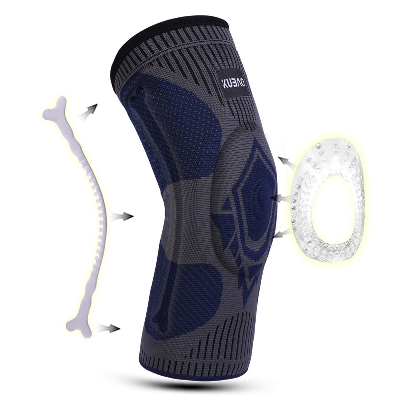 KUBAO Compression knee brace for meniscus tear arthritis pain and support, Knee Support Bandage for Pain Relief, Medical Knee Pad for Work Out, Gym, Hiking, Arthritis, ACL, PCL,One Piece Set A1-Dark Grey Large - BeesActive Australia