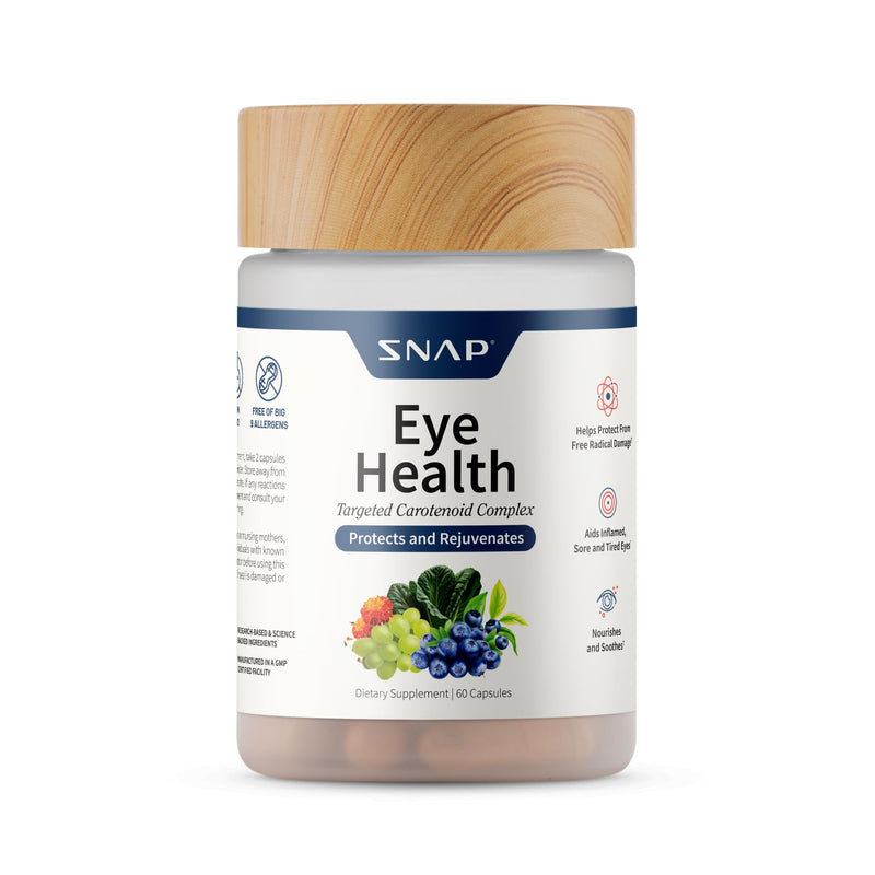 Snap Supplements Eye Health, Lutein, Zeaxanthin, Bilberry, 60 Capsules | Lycopene, Antioxidant Complex, Polyphenol Blend, Doctor Formulated, Vegan, Gluten Free, Non-GMO, Dietary Supplement Adults