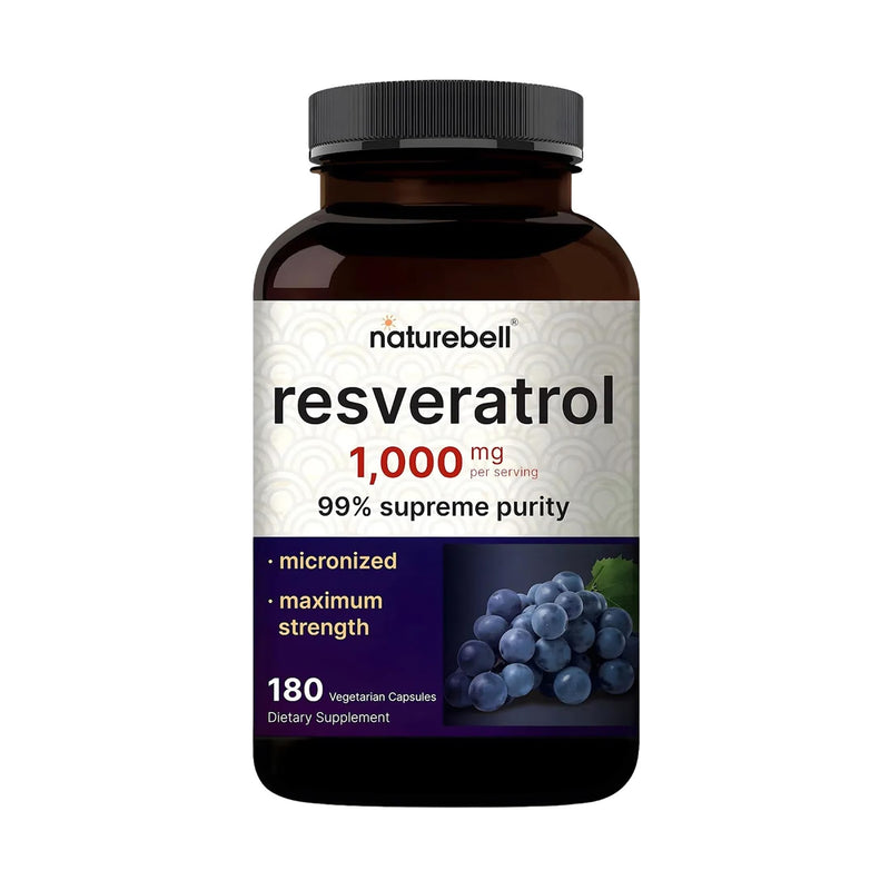 NatureBell Resveratrol - 180 Vegetarian Capsules - 1,000mg Polygonum Cuspidatum Extract - Antioxidant Support - Heart, Brain & Immune Wellness*