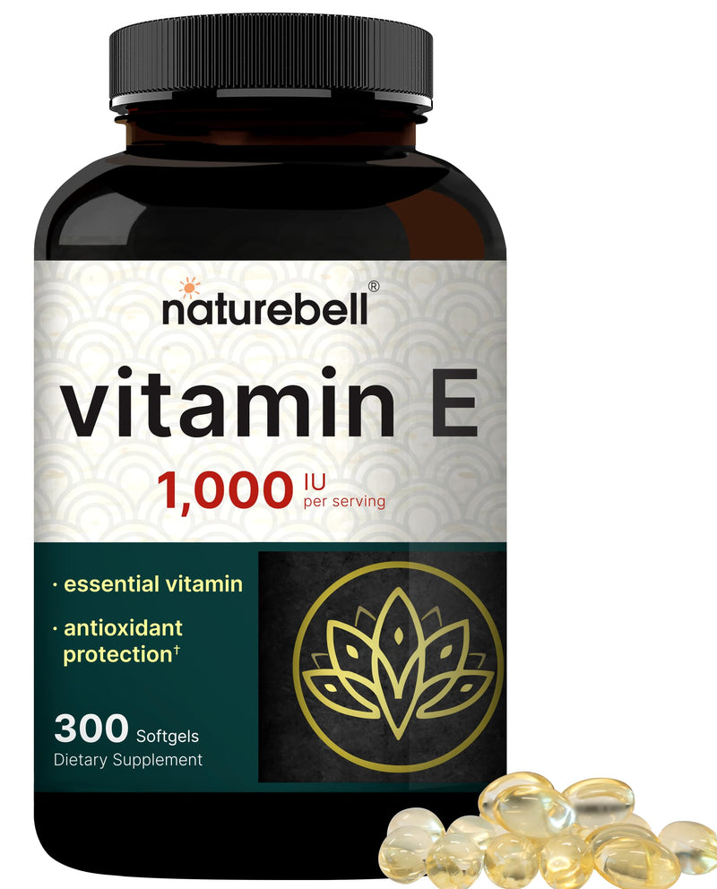 NatureBell Vitamin E Oil Softgels, 1,000 IU Per Serving, 300 Pills | Essential Antioxidant Supplements, Easily Absorbed Form – Supports Skin, Heart, & Immune Health – Non-GMO - BeesActive Australia