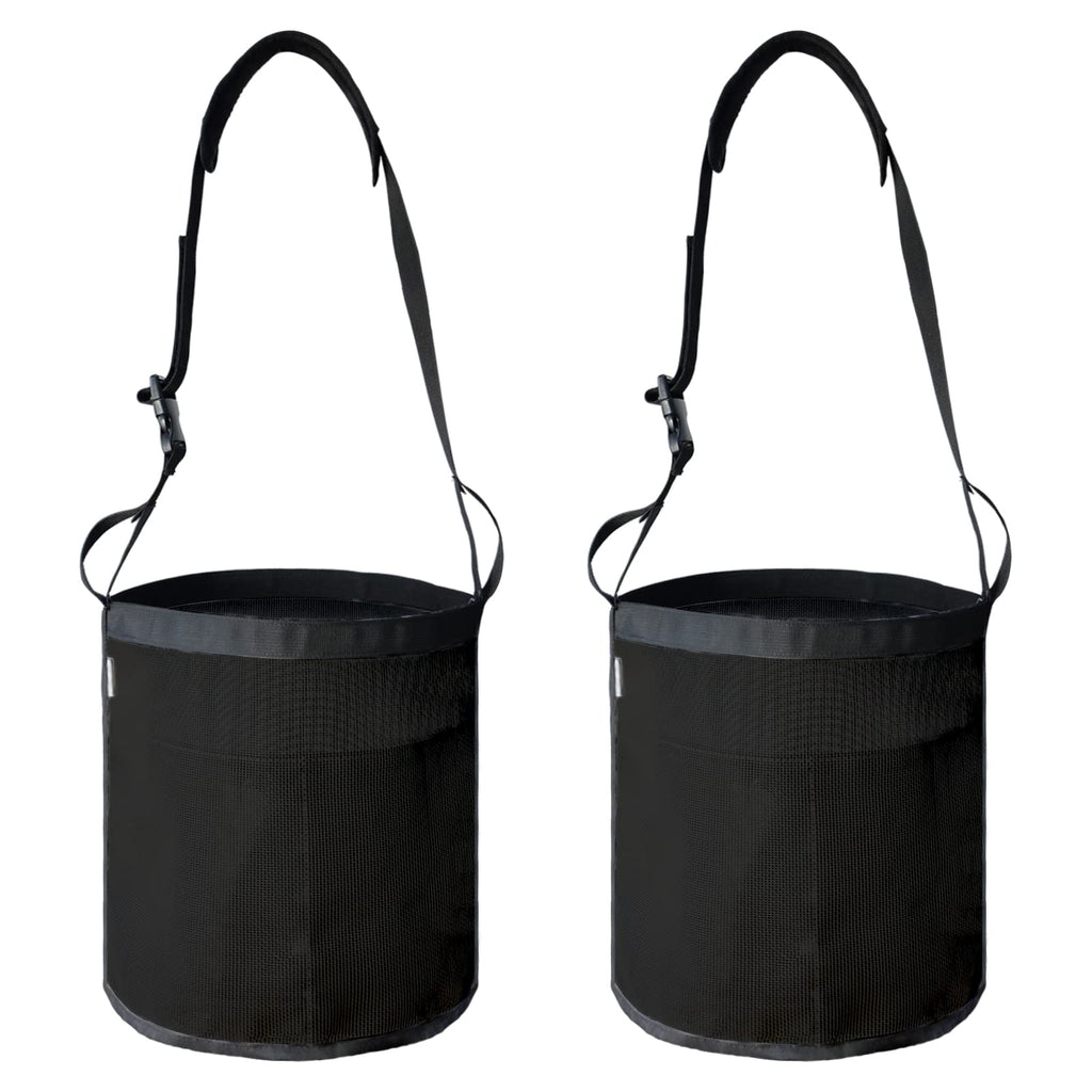 Horse Feed Bag Grain, Horse Mussel Mesh Bag with Adjustable Strap Comfort Neck & Nose Pad Waterproof Bottom(Black 2P) Black 2 pack