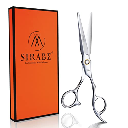 Sirabe HIGH-END Professional Hair Cutting Scissors Shears - Ultra Sharp Blades for Precise Cutting - Barber Shears Haircut Scissors 440C Stainless Steel for Salon Hairstyling & Home Hairdressing Silver