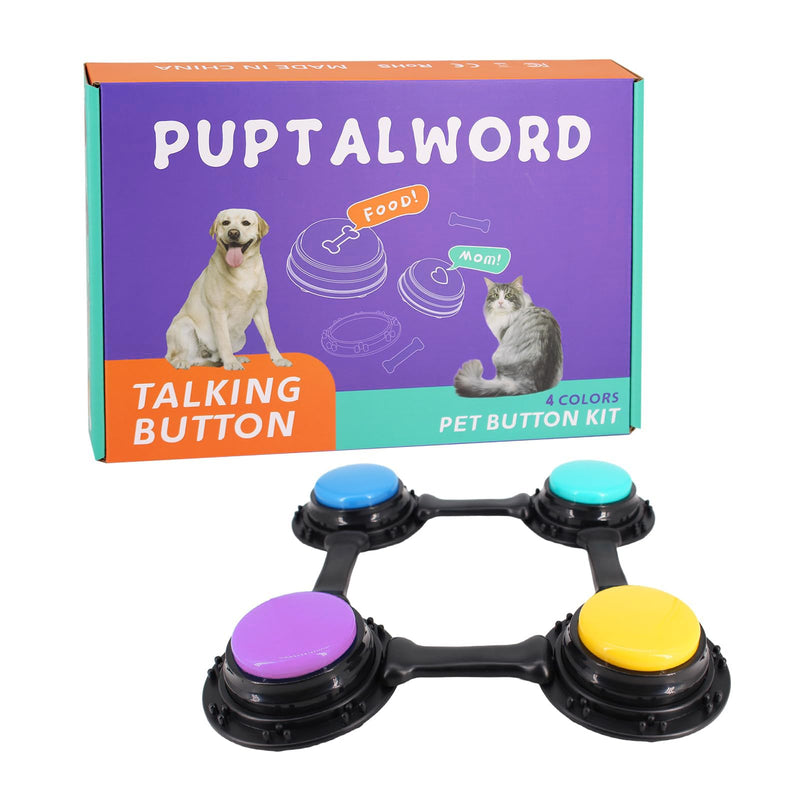 Pet Talking Starter Set with Stickers-4 Piece Recordable Dog Talking Button Set - Cat & Dog Buttons for Communication - BeesActive Australia