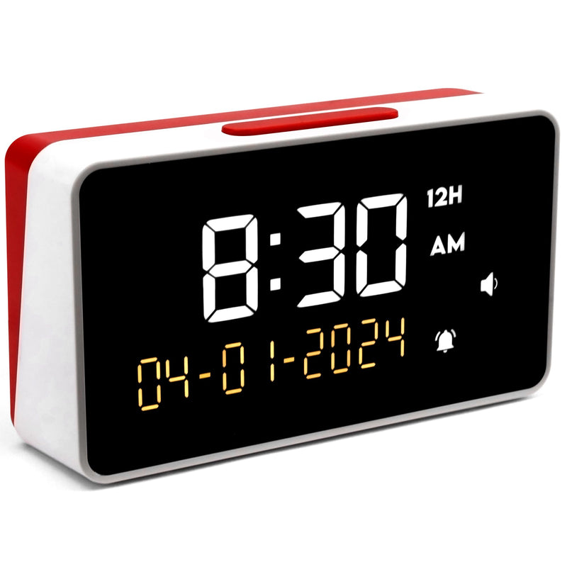 Talking Clock - Extra Loud Time & Date for Elderly, Dementia, Low Vision Red