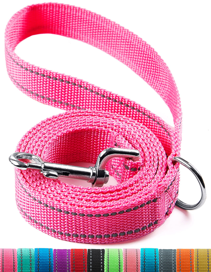 6FT Reflective Dog Leash for Large&Medium and Small Dogs, Strong and Durable Nylon Leashes for Walking and Training, 6 Foot Dog Leash with D Ring for Puppy (Pink, 5/8 inch x 6FT) PINK - BeesActive Australia