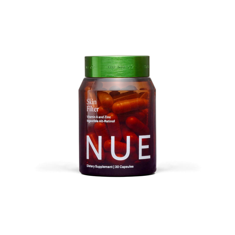 The Nue Co. Skin Filter Supplement - Brightens, Smooths & Evens Skin Tone - Calms Blemishes & Supports Collagen - with Beta Carotene, Vitamin C & Zinc - Vegan & Gluten Free | 30 Capsules