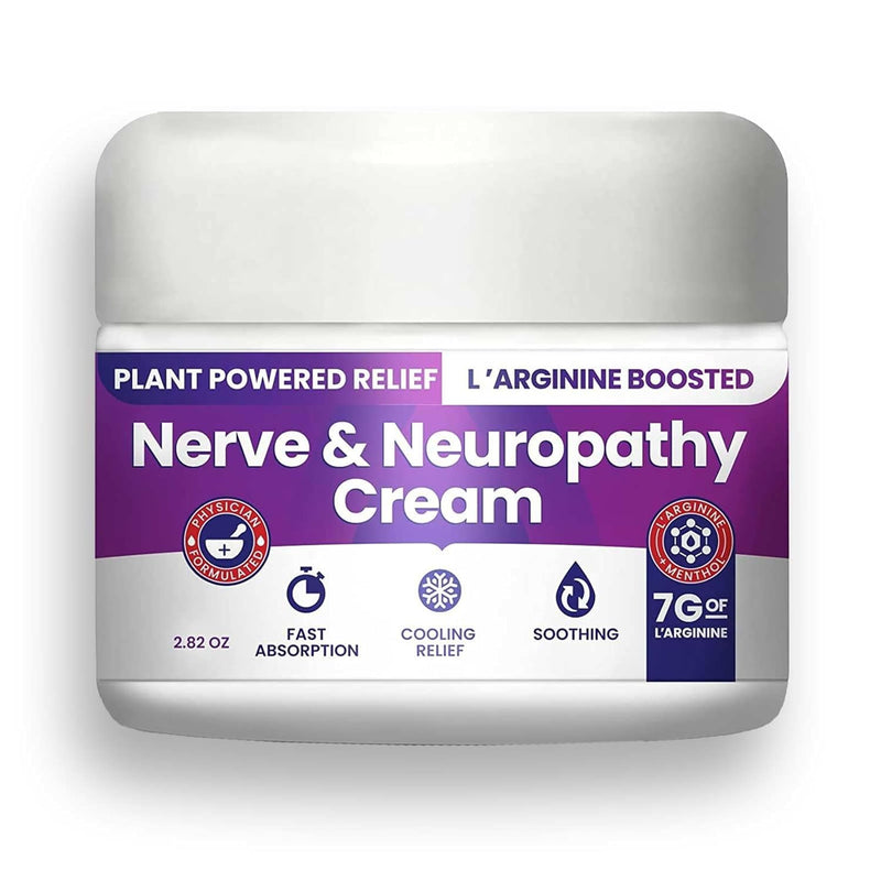 Nerve and Neuropathy Cream – Plant Powered Relief for Foot, Hands, Legs, Toes Includes 7grams of L’Arginine; Vitamin B6, Arnica, Aloe -2.82oz 2.82 Ounce (Pack of 1)