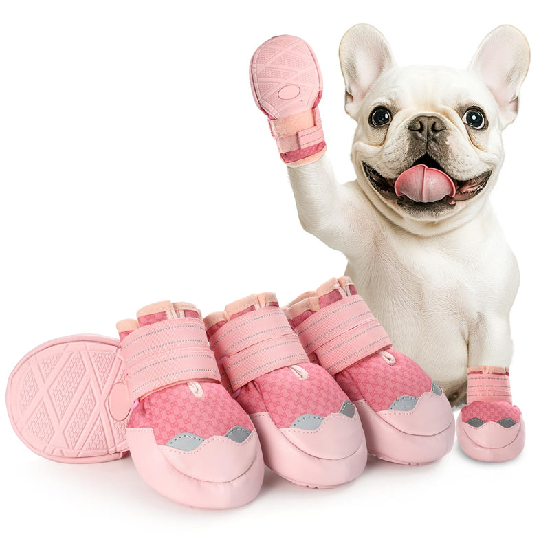 Dog Shoes for Small Dogs, Waterproof Dog Boots for Winter Snow, Summer Hot Pavement, Dog Booties & Paw Protectors Size 2 Pink #2(2.17" inner width) for 18-24 lbs - BeesActive Australia