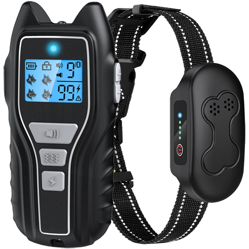 Rechargeable Dog Training Collar with Remote - Waterproof, for 15-150 lb Dogs, with Flashlight, Beep, Vibration, Shock Modes Black - BeesActive Australia