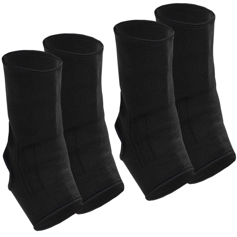 Geyoga 2 Pairs Muay Thai Ankle Support Compression Ankle Sleeve Boxing Foot Braces for Men Breathable Women Foot Wraps Support for Martial Arts Kickboxing Gym Running, L Size(Black) Black - BeesActive Australia
