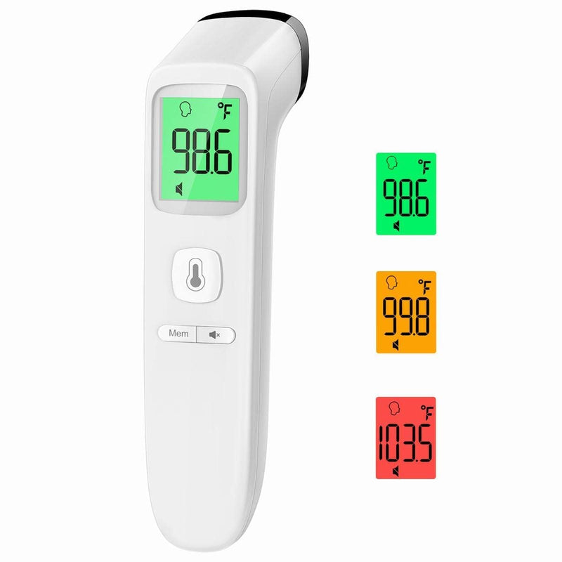 No-Touch Thermometer for Adults and Kids, Fast Accurate Digital Thermometer with Fever Alarm & Silent Mode, Easy-to-use, Forehead Thermometer for Babies, Kids & Elderly White
